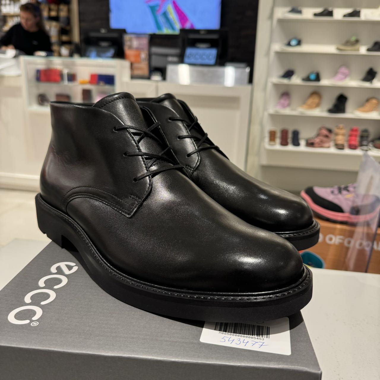 ECCO爱步男鞋中帮时尚休闲真皮短靴系带商务通勤正装皮鞋525714