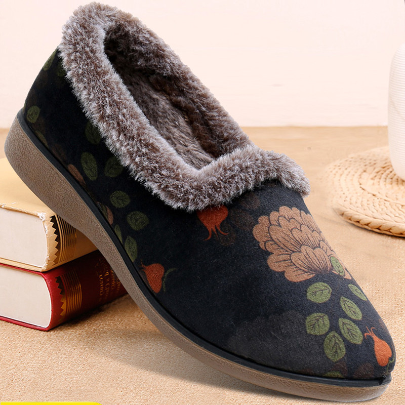 老北京布鞋女棉鞋冬季女鞋老年平底软底防滑老太太棉靴老人奶奶鞋