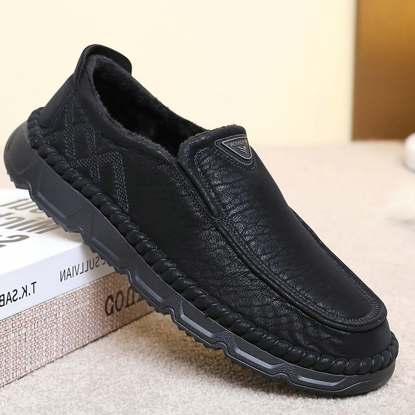 老北京男棉鞋冬季防滑软底一脚蹬