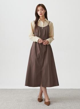 【黑炭】韩国直邮 PLASTIC ISLAND 25拉链抽绳吊带连衣裙PR3WO804