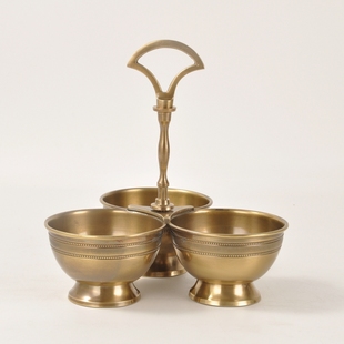 北欧美式客厅茶几餐桌分格干果盘零食盘 国外进口纯铜收纳盘摆件