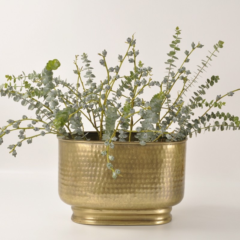 欧美古典复古手工锤花纹创意大号花盆会所酒店别墅样板间台面花器