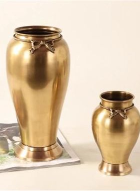 印度进口黄铜复古蝴蝶结台面花瓶北欧美式新房样板间售楼处摆件