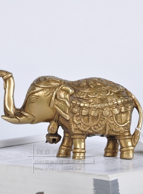 高档外贸进口纯铜小号吉祥大象风水摆件摆设 北欧美式工艺品礼品