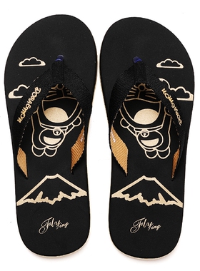 人字拖男女情侣时尚韩版卡通动漫印花休闲潮平底防滑夹脚个性拖鞋