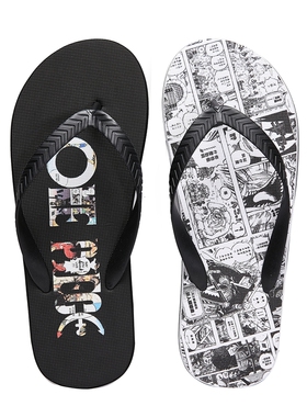 海贼王人字拖男夏季透气印花创意个性鸳鸯拖鞋黑白色百搭户外凉拖