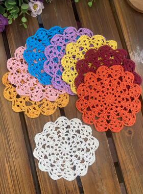 纯手工钩针勾花编织杯垫纯棉复古镂空高级感DIY装饰隔热桌餐盘垫