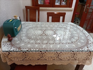 纯手工钩针镂空编织大桌布欧式复古大床盖钩花台布蕾丝窗帘椭圆形