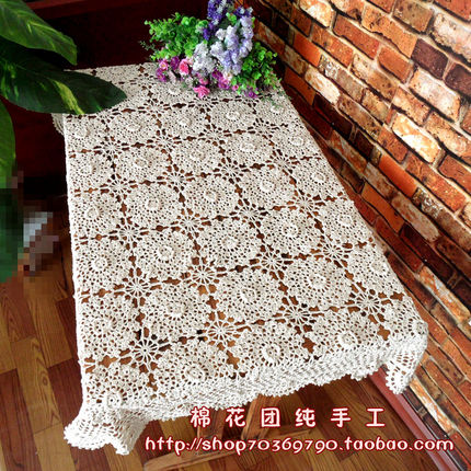 手工钩针钩花编织桌布镂空复古欧式花卉茶几布美式台布（棣棠）