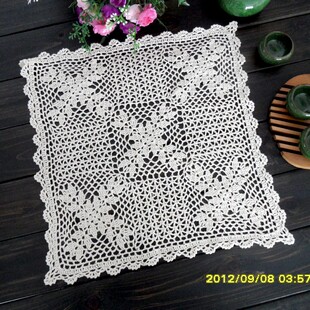 手工钩针花编织镂空纯棉桌布欧式田园蕾丝树叶床头柜装饰方形盖巾