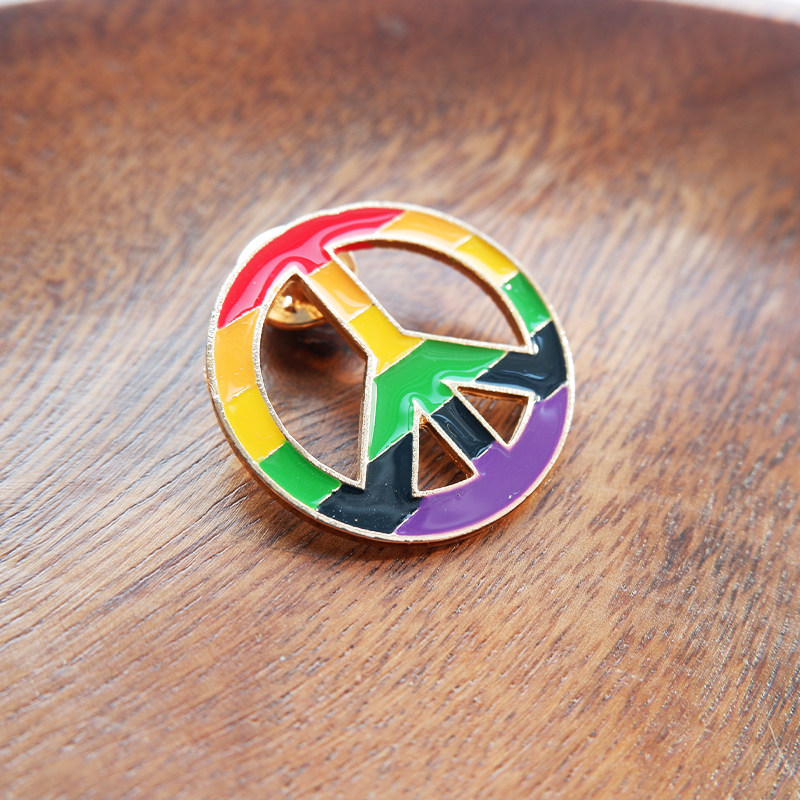 六色彩虹反战标志和平胸针合金徽章几何礼物创意搭配固定多元好看