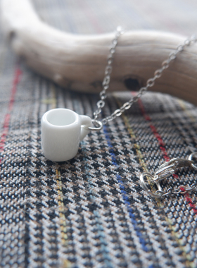 可爱陶瓷吊坠925银项链原创自制