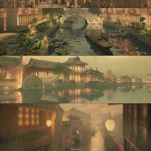 3D动画 清明上河图古代繁华街景 完整版 超宽屏 城 三维建筑漫游