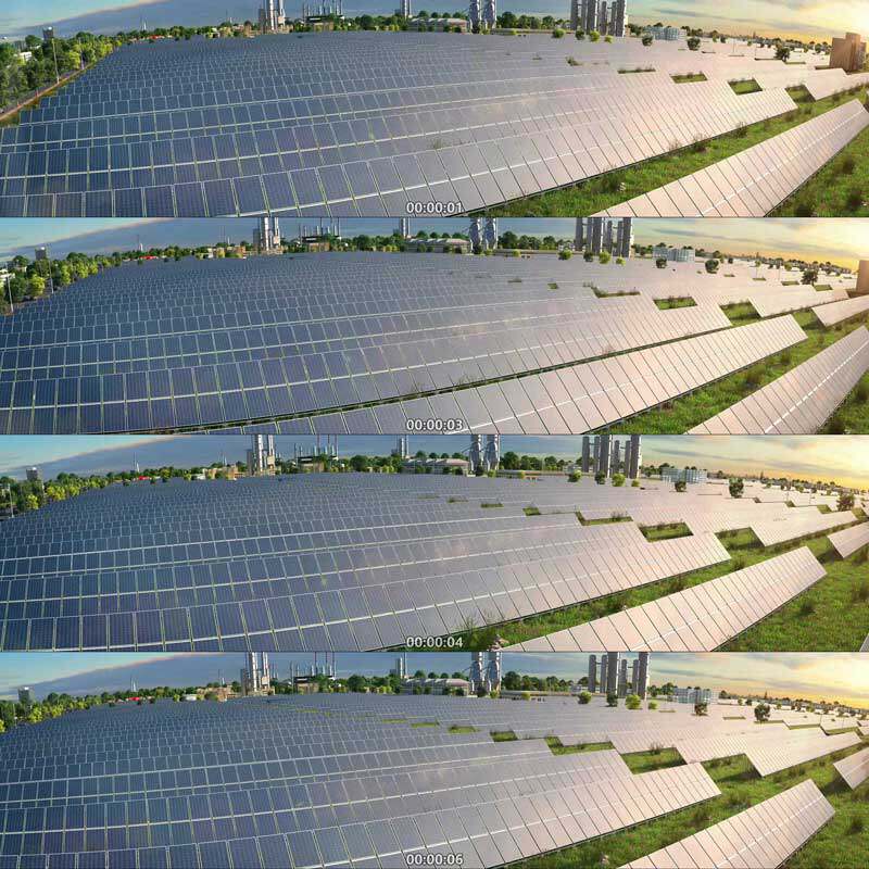太阳能发电 光伏板 新能源 3d动画 三维漫游 城市宣传片 视频素材