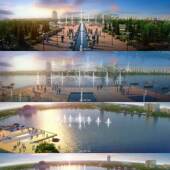 城市宣传片 三维建筑漫游 视频素材镜头 3D动画 3D城市公园湖泊2K