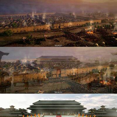 古代攻城池 皇宫 帝皇 皇帝登基 3D动画 三维建筑漫游 视频素材