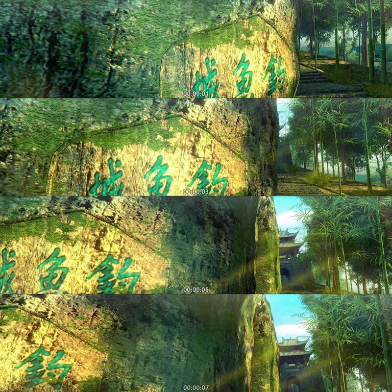 442竹林古建筑石板路石头钓鱼城3d动画 三维建筑漫游 城市宣传片