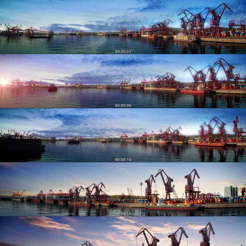 码头港口集装箱航运贸易三维动画 3D动画 三维建筑漫游 城市宣传