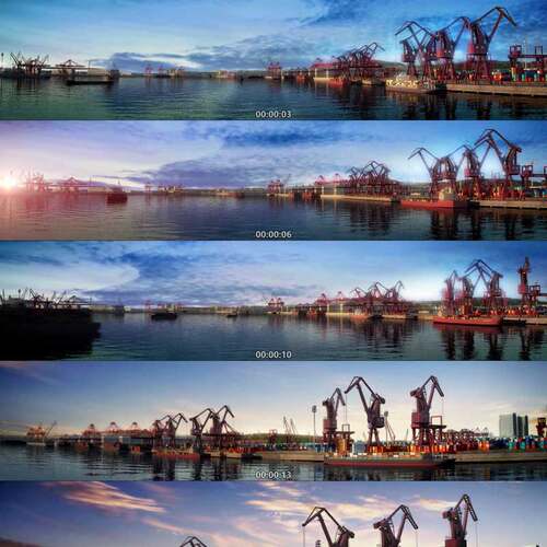 码头港口集装箱航运贸易三维动画 3D动画 三维建筑漫游 城市宣传