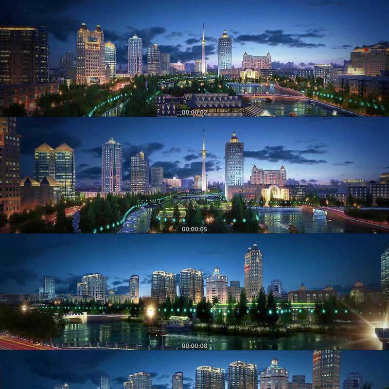 3d动画 三维建筑漫游 城市宣传片 唯美公园 夜景灯光视频素材镜头