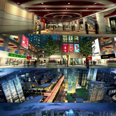 城市夜景 商业街 城市交通繁华都市3D动画三维漫游宣传片视频素材