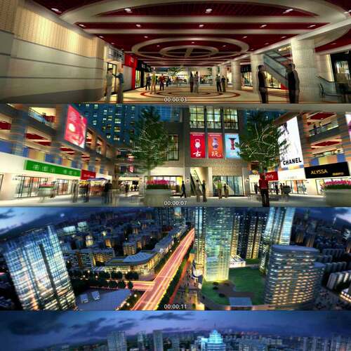 城市夜景 商业街 城市交通繁华都市3D动画三维漫游宣传片视频素材