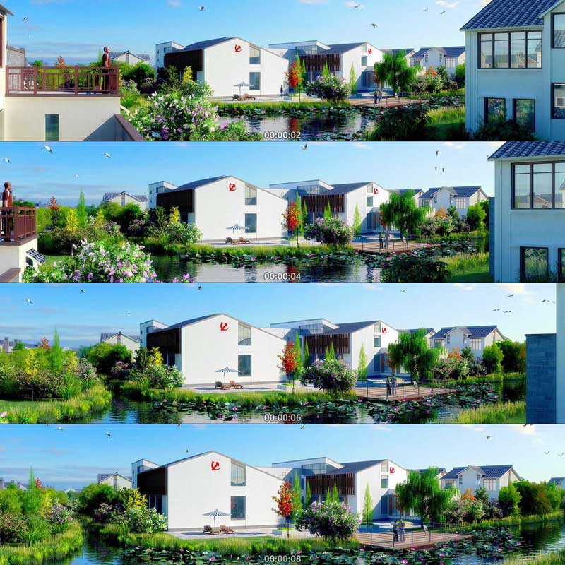 466三维动画新农村建筑绿色生态建筑小康三维建筑漫游 城市宣传片