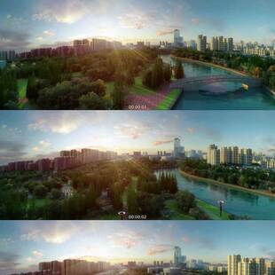 472三维建筑漫游城市黄昏夕阳黄昏展望未来 3D动画 三维建筑漫游