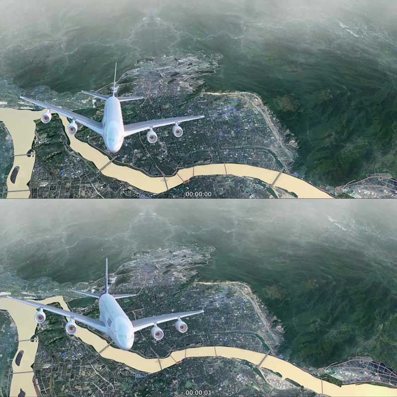 飞机 起飞起航 城市规划 3D动画 三维建筑漫游城市宣传片视频素材