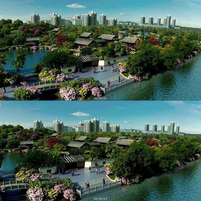 城市公园休闲公园景区 3D动画 三维建筑漫游 城市宣传片 视频素材