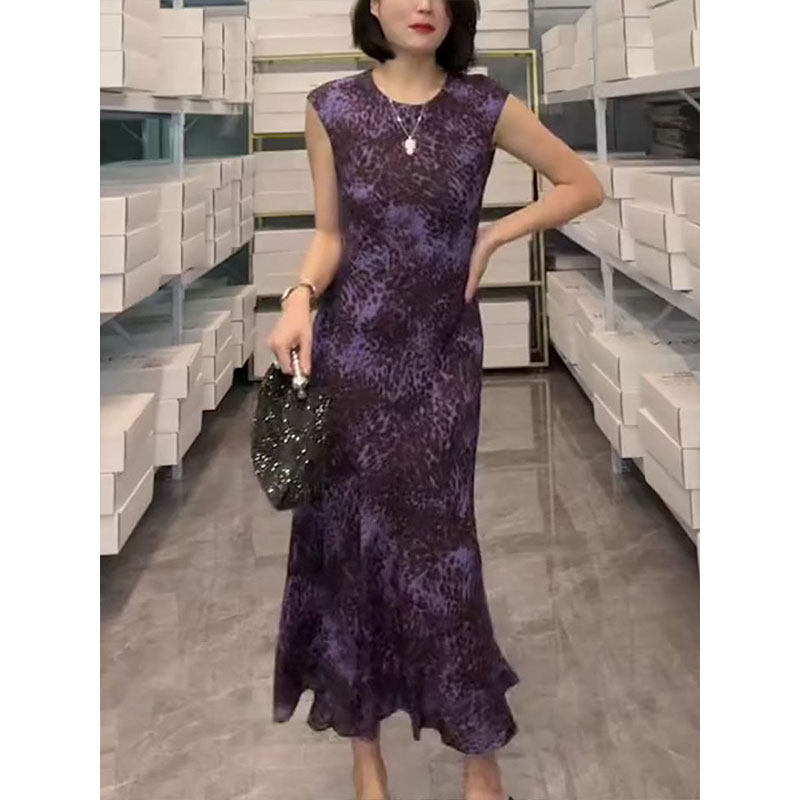 韩版洋气优雅紫色连衣裙女款夏季新款气质宽松大码显瘦显白长裙子