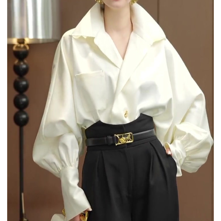 欧货气质高端缎面灯笼袖衬衣女装夏季新款洋气时髦气质上衣衬衫,女装/女士精品,真丝上装,淘宝优惠券,粉丝福利购,淘宝优惠卷