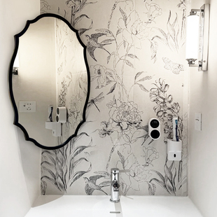 法式中古风伸缩浴室镜卫生间转角镜子风水镜可旋转美式复古折叠镜