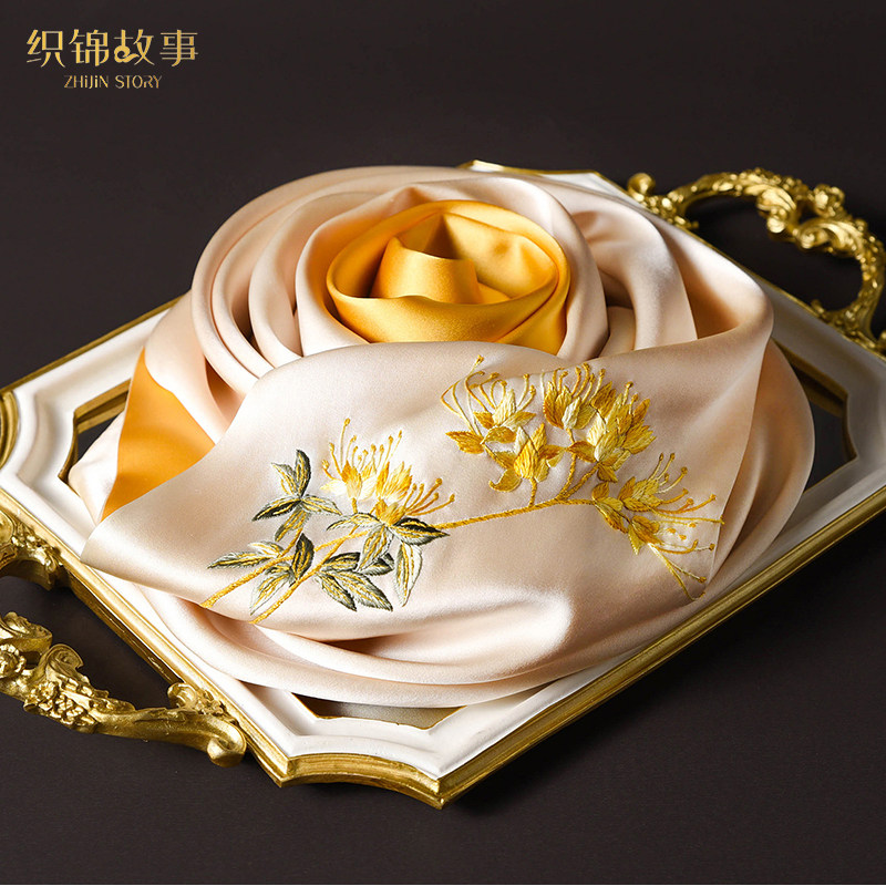 苏州绣娘手工刺绣真丝丝巾女冬季旗袍披肩妈妈送礼丝绸桑蚕丝围巾