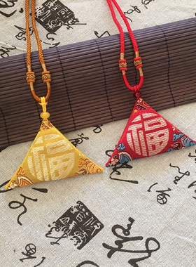 三角形护身符平安符袋福袋香包文玩宝宝胎毛发空袋子挂脖随身饰品