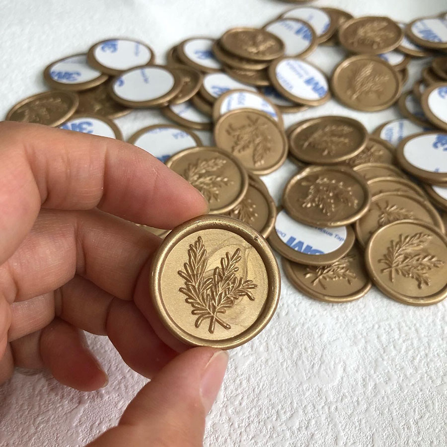 手工金色植物图案火漆贴纸