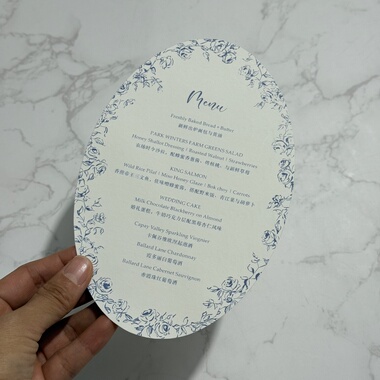 椭圆婚礼感谢卡餐盘卡定制13x17cm