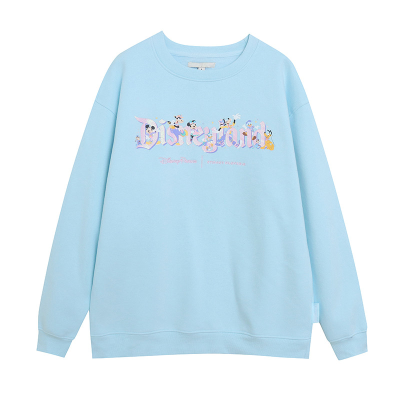 เสื้อกันหนาวคอกลมปักลายการ์ตูนตัวอักษร ฤดูใบไม้ผลิ-ฤดูใบไม้ร่วง สไตล์นำเข้า ผ้ากำมะหยี่บางเบา ใส่แล้วดูเด็กลง ทรงหลวม ไซส์ใหญ่ เหมาะสำหรับสาวอวบ