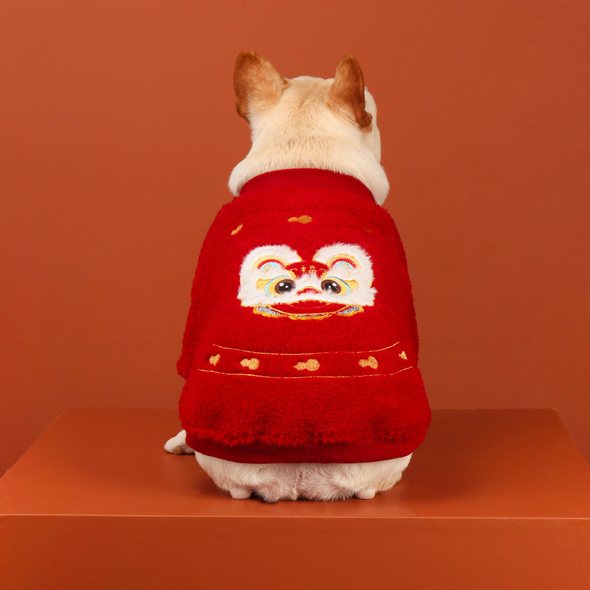 新年狗狗衣服加绒保暖宠物柴犬巴哥法斗过年喜庆衣服红色外套厚款