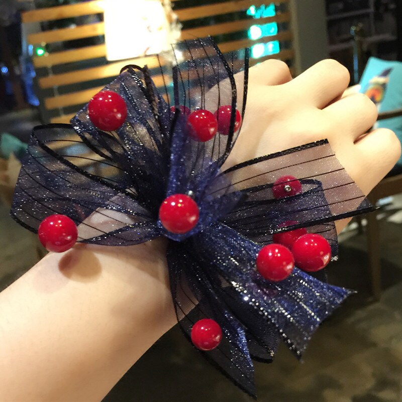 Korean Edition Handmade hair accessories gules Sphere Lace Jacobs Nail bead Pendant multi-storey bow High elastic Hair rope Hairpinin the Accessories/Fashion Jewelry, Hair Accessories  category - from Buy2taobao.com to provide professional Taobao agent buy service