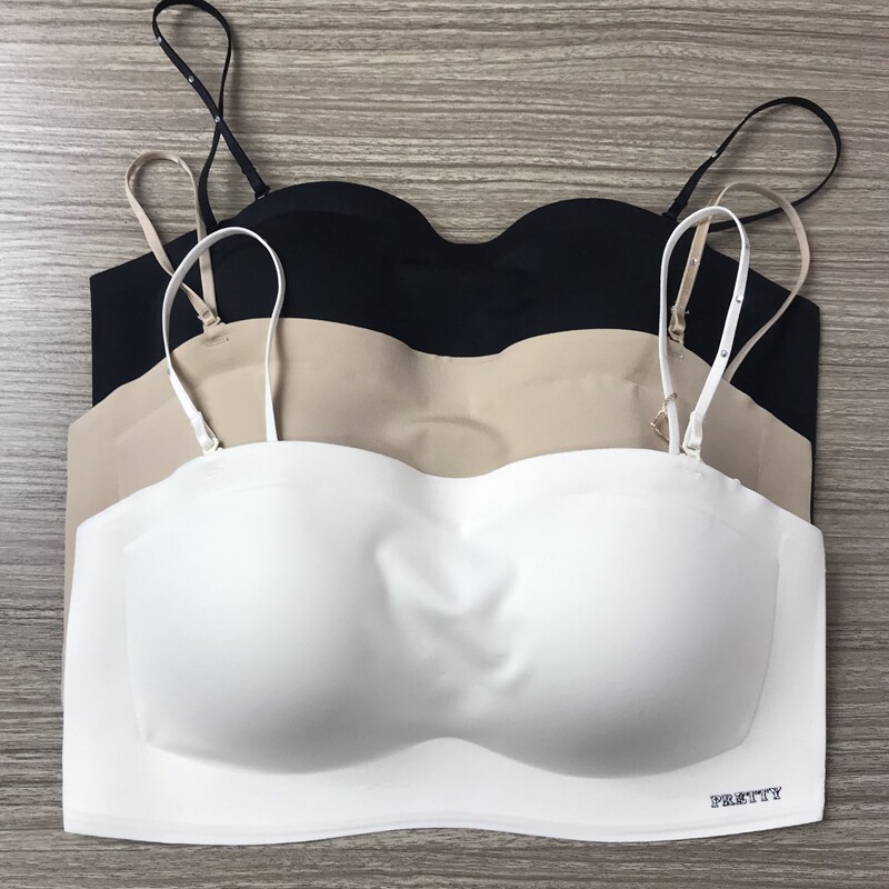 2件减10 背心式运动内衣女半杯抹胸不掉细带裹胸光面无痕文胸595