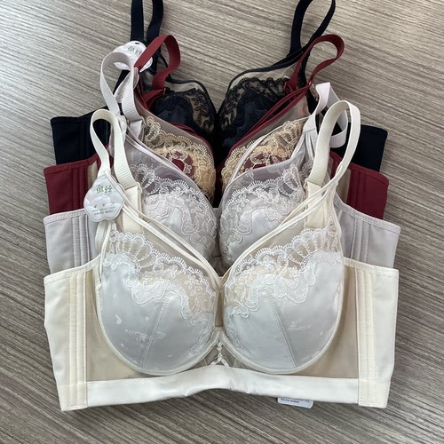 秋冬新款记忆软圈薄B杯内衣聚拢收副乳调整缎面性感文胸716芒果杯