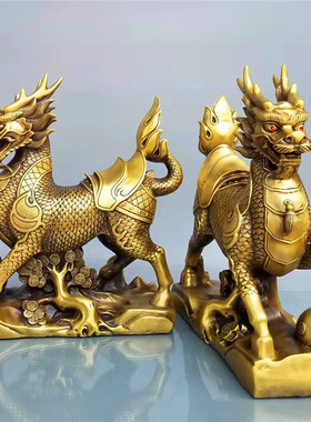 纯铜麒麟聚宝盆如意葫芦家居饰品