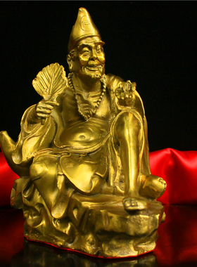 纯铜济公佛像摆件铜活佛济公菩萨降龙罗汉李修元济颠和尚家居客厅