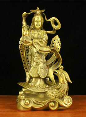 纯铜九天玄女娘娘神像摆件圣母铜九天娘坐像仙女家居供奉装饰