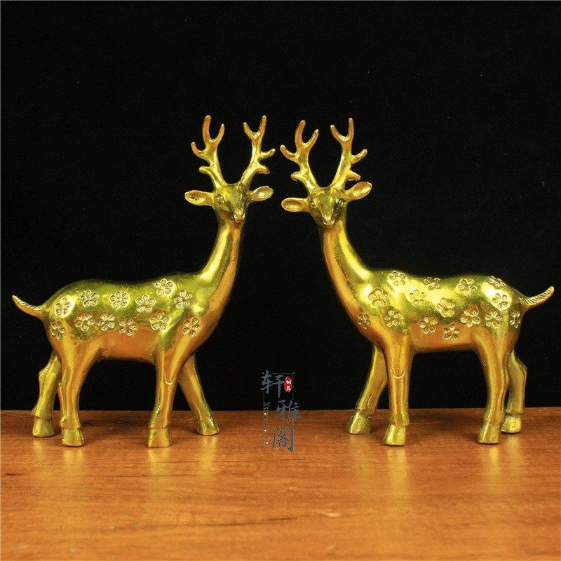 纯铜梅花鹿铜一路发铜发全纯铜鹿摆件家居饰品工艺礼品桌面摆放