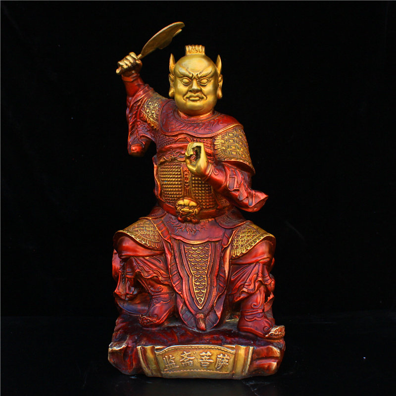 全铜面然大士摆件面燃大士铜像家居办公室佛堂装饰品监斋菩萨佛像