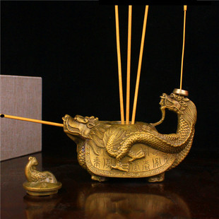 铜龙回首香炉摆件黄铜青龙回首龙头壶龙回龙龟壶万寿壶可插5支香