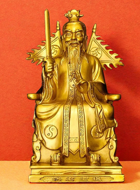 纯铜鸿钧老祖摆件洪君客厅