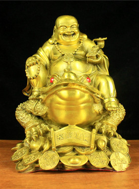纯铜金蟾弥勒佛家居客厅工艺品